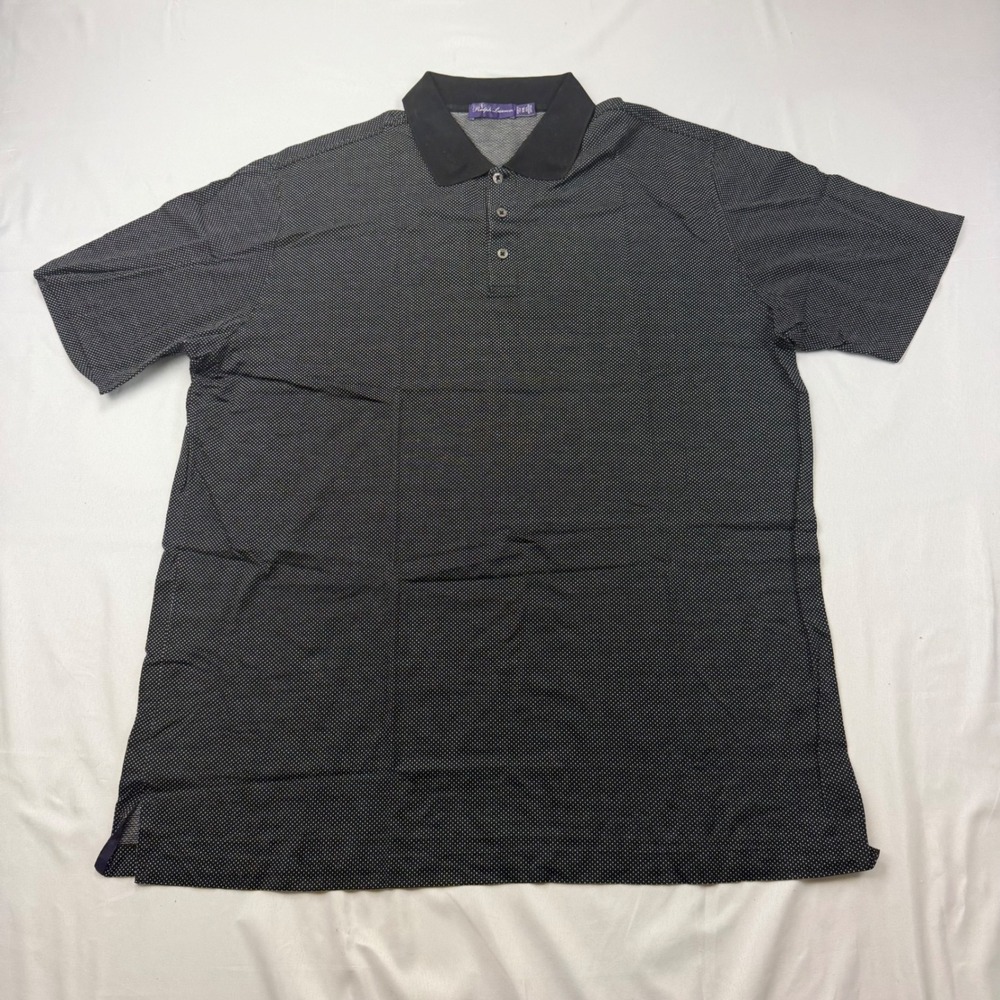 Ralph Lauren Purple Label Polo Shirt Mens XXL Black Mercerized Cotton Italy